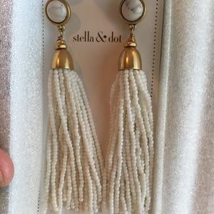 Stella and dot white tassel earrings!